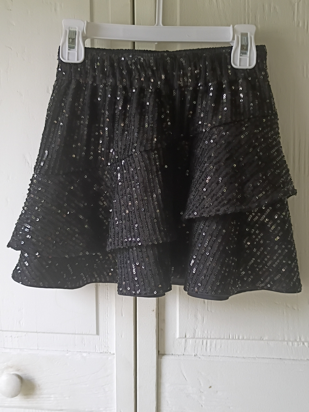Abercrombie Kids Black Sequin Tiered Mini Skirt